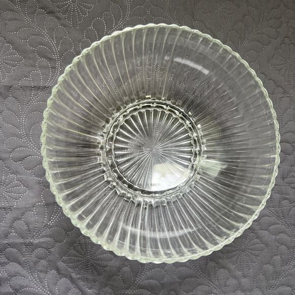 VTG Anchor Hocking: PATTERN AHC 37 - 9" VERTICAL RIB BALL FOOT SALAD BOWL Serve - Picture 2 of 6